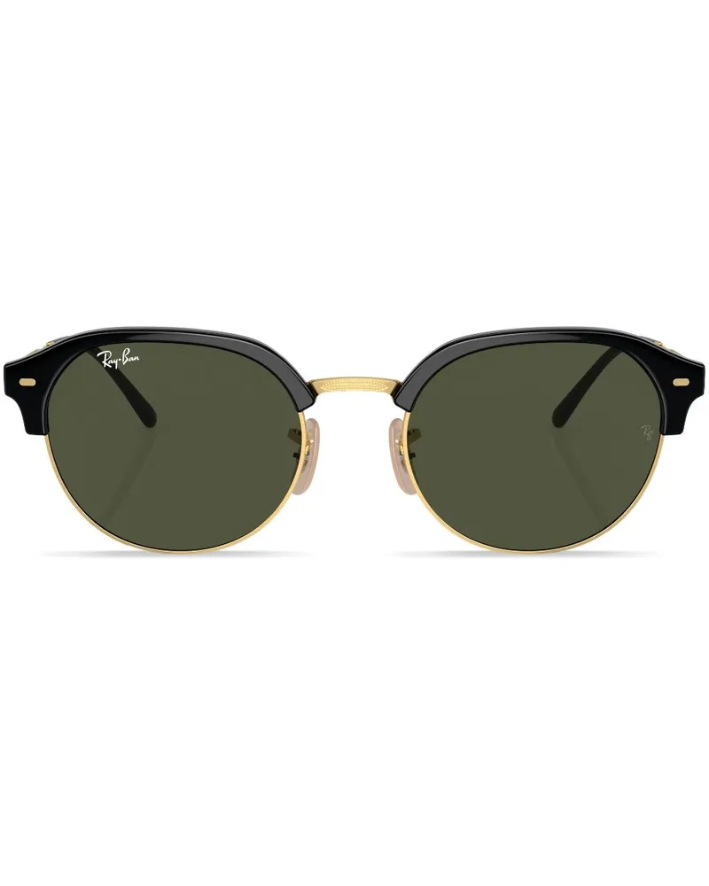 Ray Ban Runde Sonnenbrille mit Logo-Print - Schwarz Schwarz