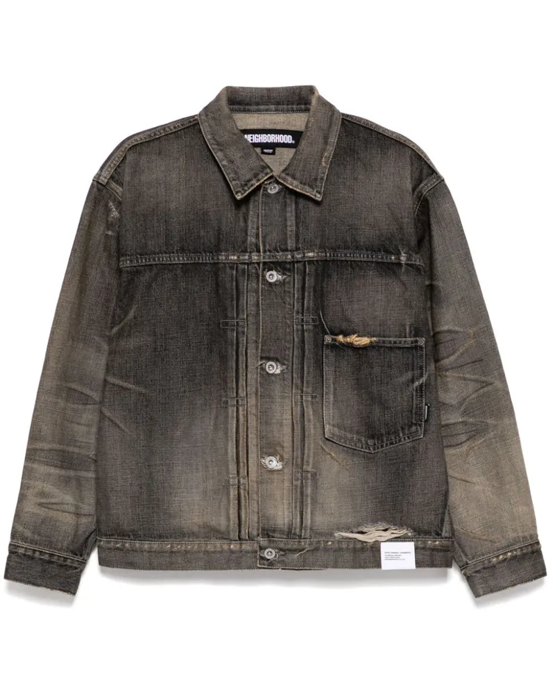 Neighborhood Jeansjacke mit ausgewaschenem Effekt - Schwarz Schwarz