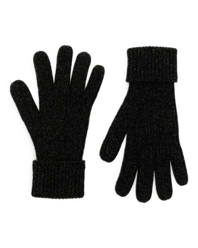 N.Peal Gerippte Handschuhe - Schwarz Schwarz