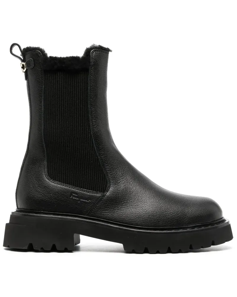 Ferragamo Stiefel mit Logo-Schild - Schwarz Schwarz