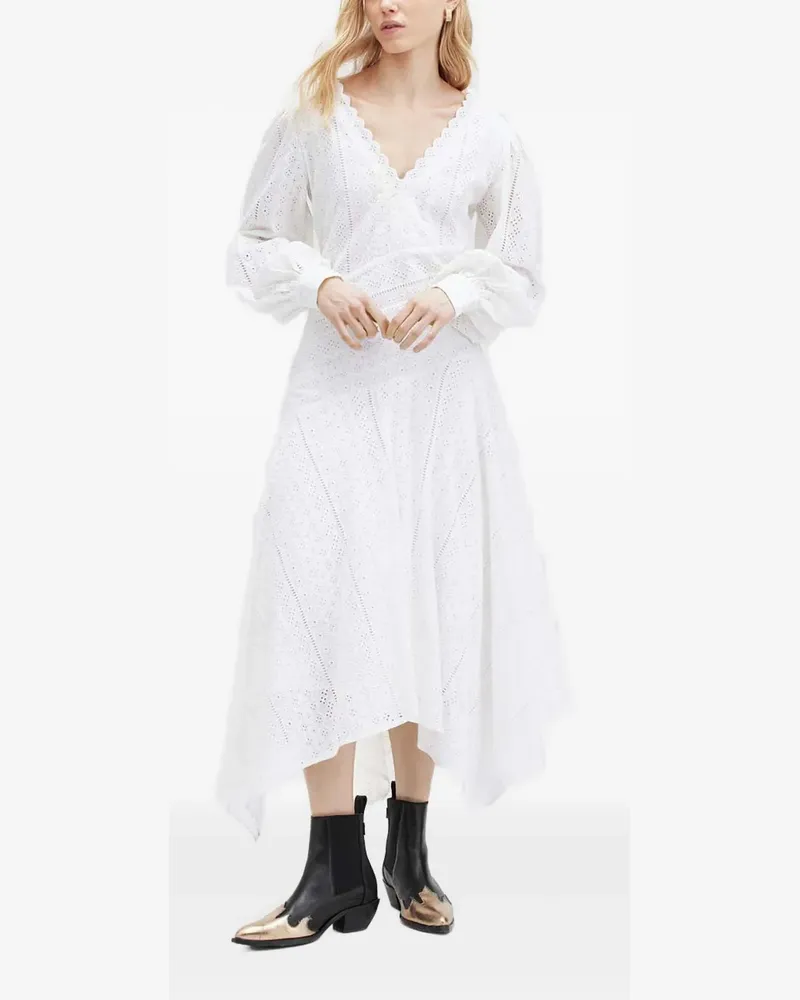 AllSaints Aviana eyelet-embroidered asymmetric dress - Weiß Weiß