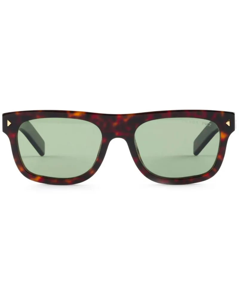 Prada Sonnenbrille mit eckigem Gestell - Schwarz Schwarz