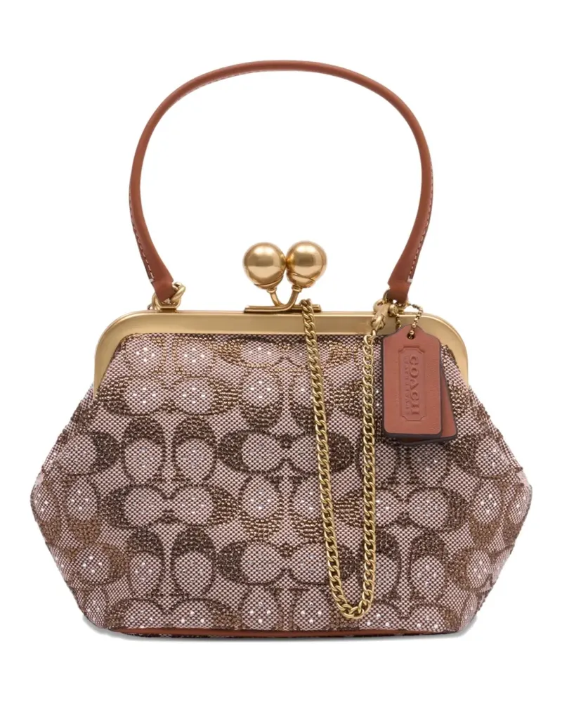 Coach Kisslock leather clutch bag - Nude Nude