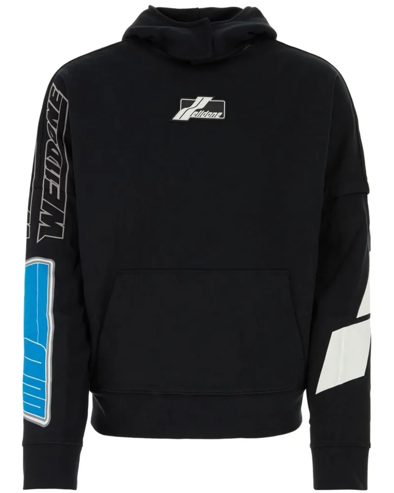 WE 11 DONE Hoodie mit Logo-Print - Schwarz Schwarz