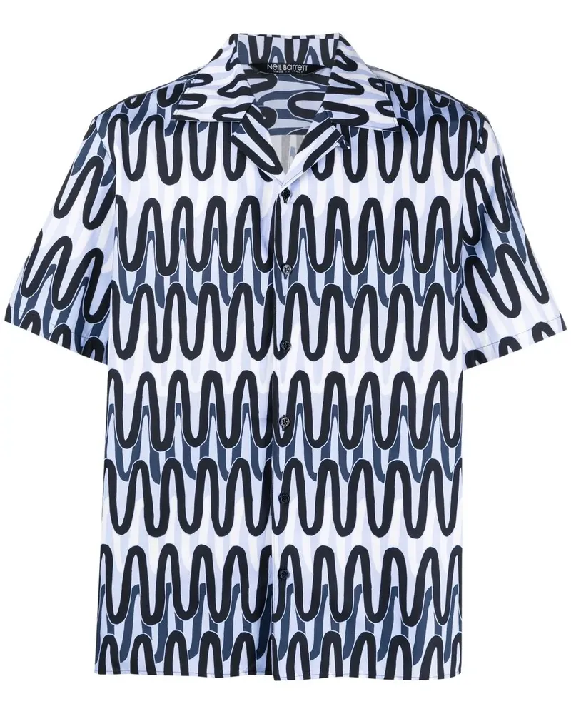 Neil Barrett Hemd mit abstraktem Print - Blau Blau