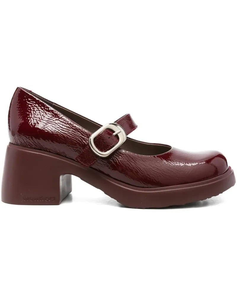 Wonders 60mm patent leather buckle pumps - Rot Rot