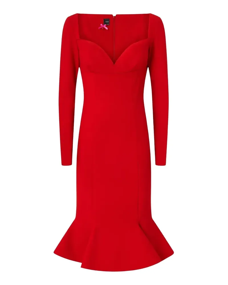 Pinko Midikleid mit Rüschen - Rot Rot