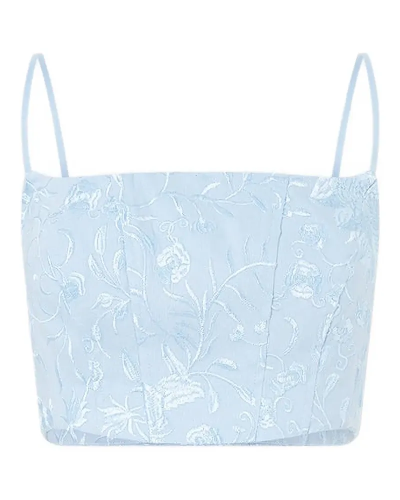 Camilla Seville Sweetheart floral-embroidered corset crop top - Blau Blau