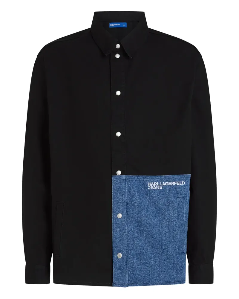 Karl Lagerfeld Hemd mit Logo-Stickerei - Schwarz Schwarz