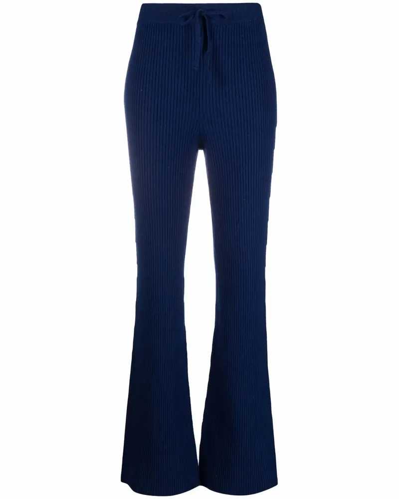 Alberta Ferretti Schlaghose aus geripptem Strick - Blau Blau