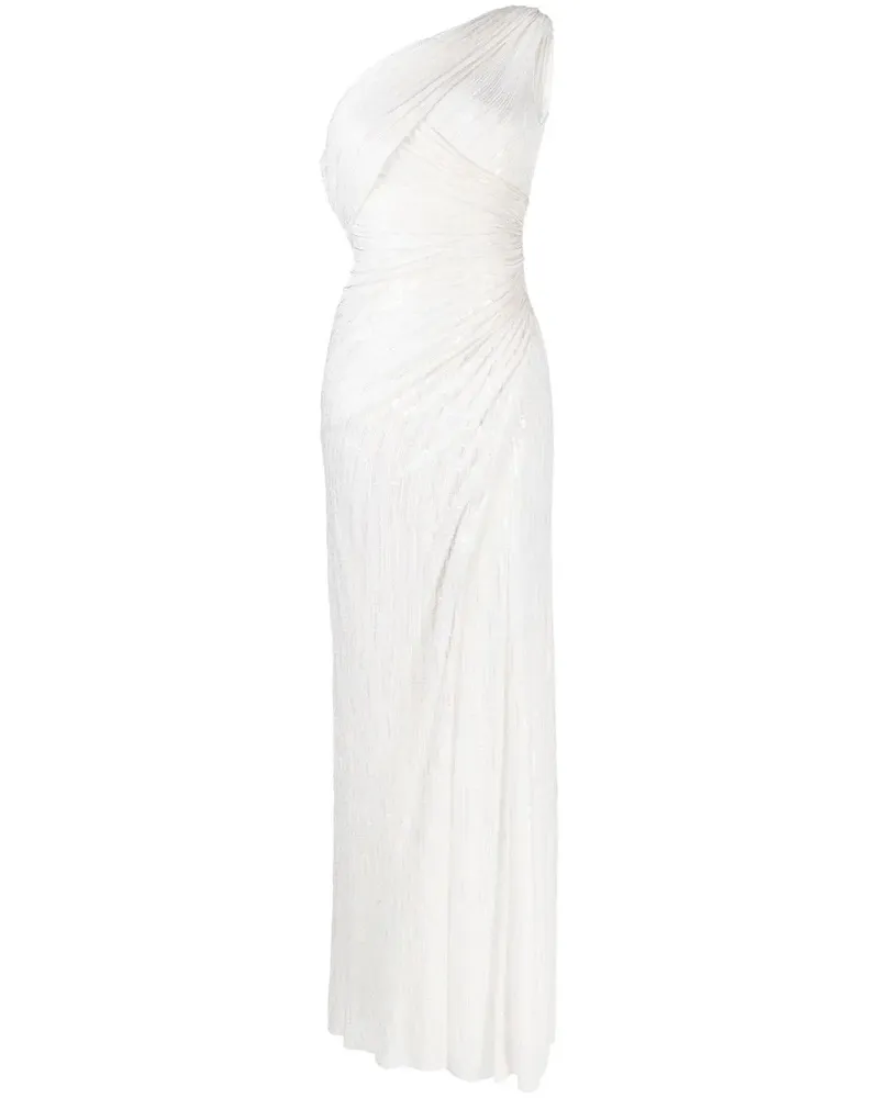 Jenny Packham Einschultriges Paillettenkleid - Weiß Weiß