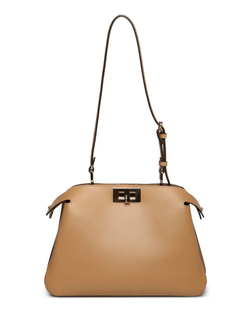 Fendi small Peekaboo logo shlouder bag - Braun Braun