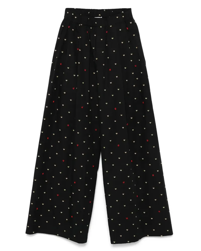 ALYSI Popeline-Hose mit Print - Schwarz Schwarz