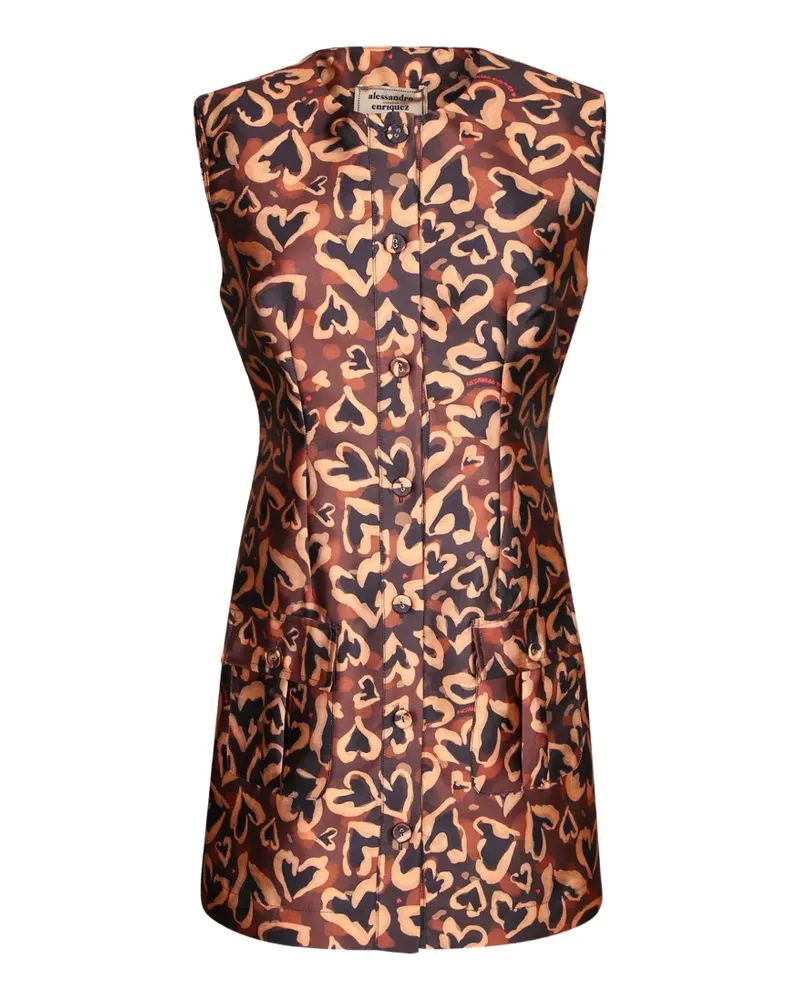 Alessandro Enriquez Trägerkleid mit Herz-Print - Braun Braun
