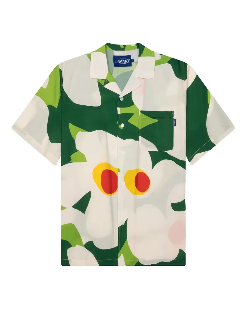 AWAKE NY Hemd mit Blumen-Print - Weiß Weiß