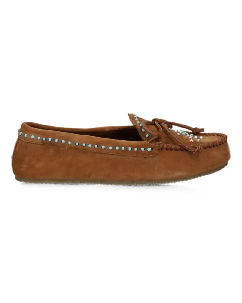 DE SIENA Ase bead-embellished suede loafers - Braun Braun