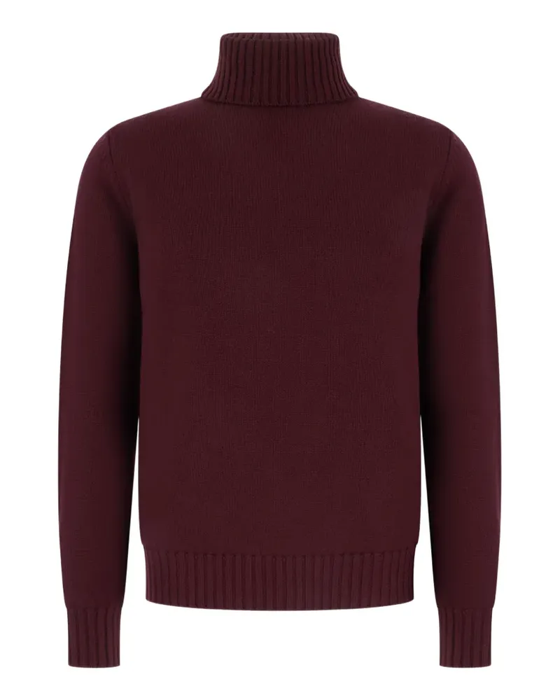 Alpha Studio Fein gestrickter Rollkragenpullover - Rot Rot