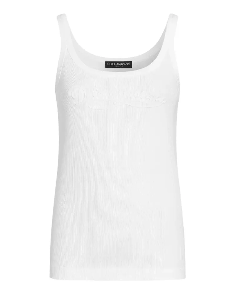 Dolce & Gabbana ribbed tank top with embroidery - Weiß Weiß