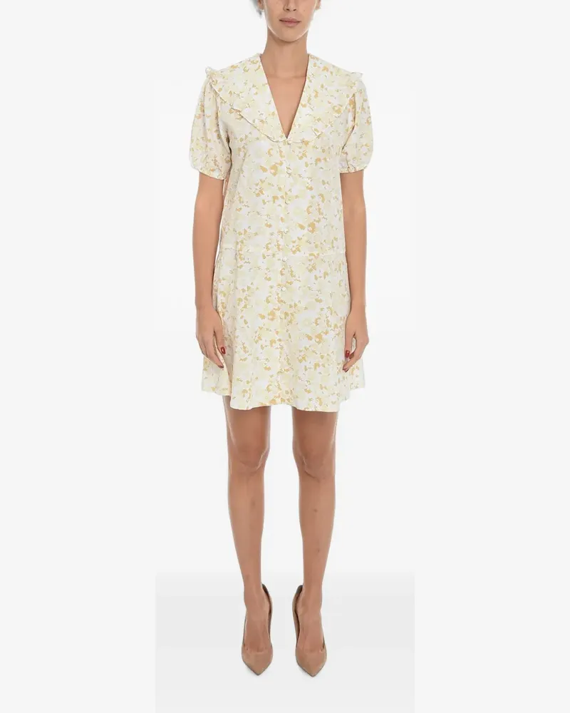 Samsøe & Samsøe floral-print ruffled mini dress - Weiß Weiß