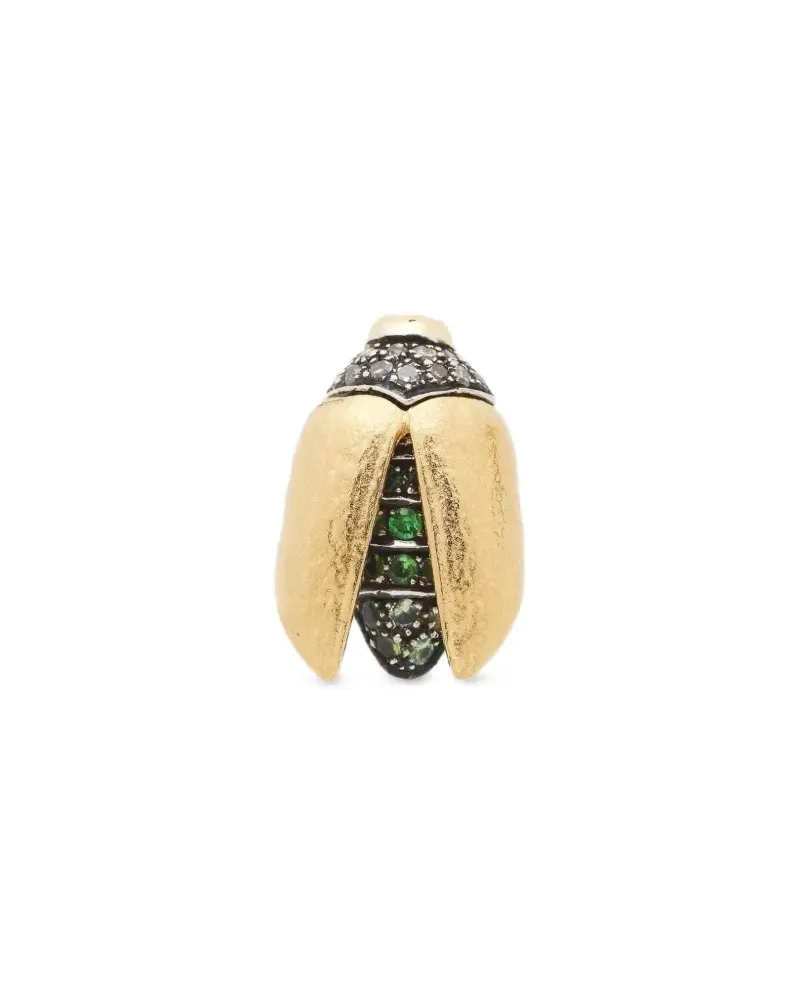 Bibi van der Velden 18kt mini Scarab Gelbgoldohrringe mit Diamant und Tsavorit Gold