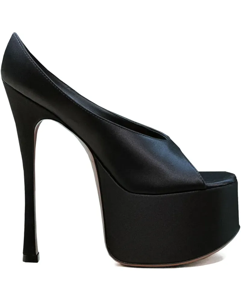 Amina Muaddi Anok Plateau-Pumps aus Satin - Schwarz Schwarz
