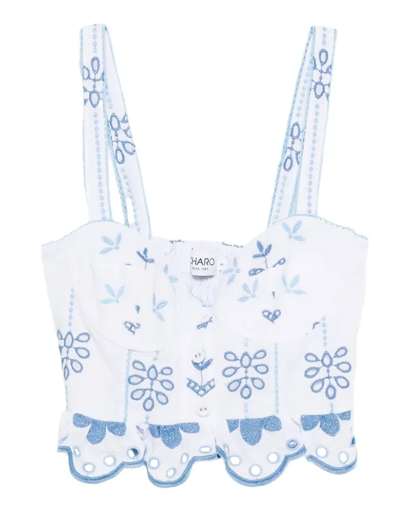 Charo Ruiz Zia floral-embroidered top - Weiß Weiß