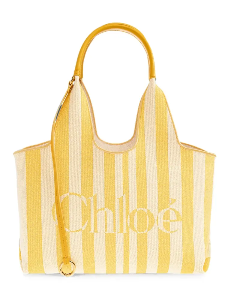 Chloé striped logo-print tote bag - Gelb Gelb