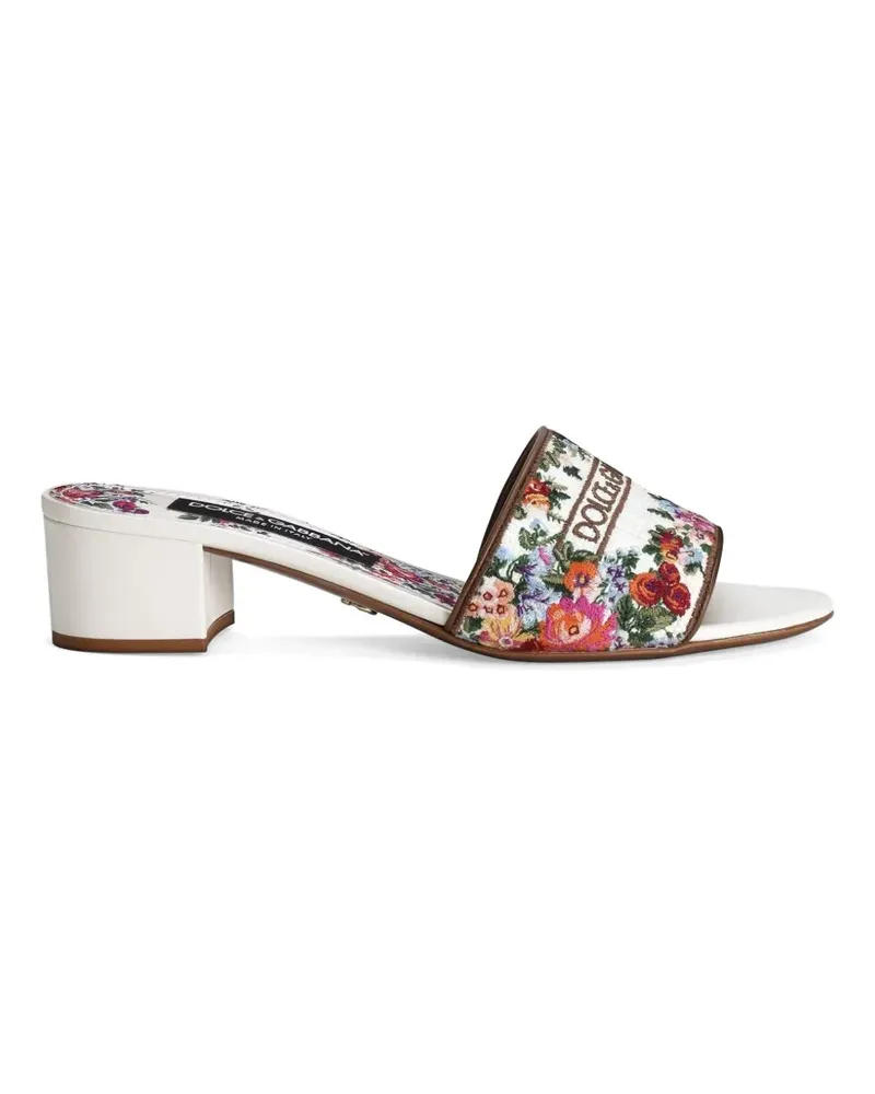 Dolce & Gabbana nappa leather mules with embroidery - Weiß Weiß