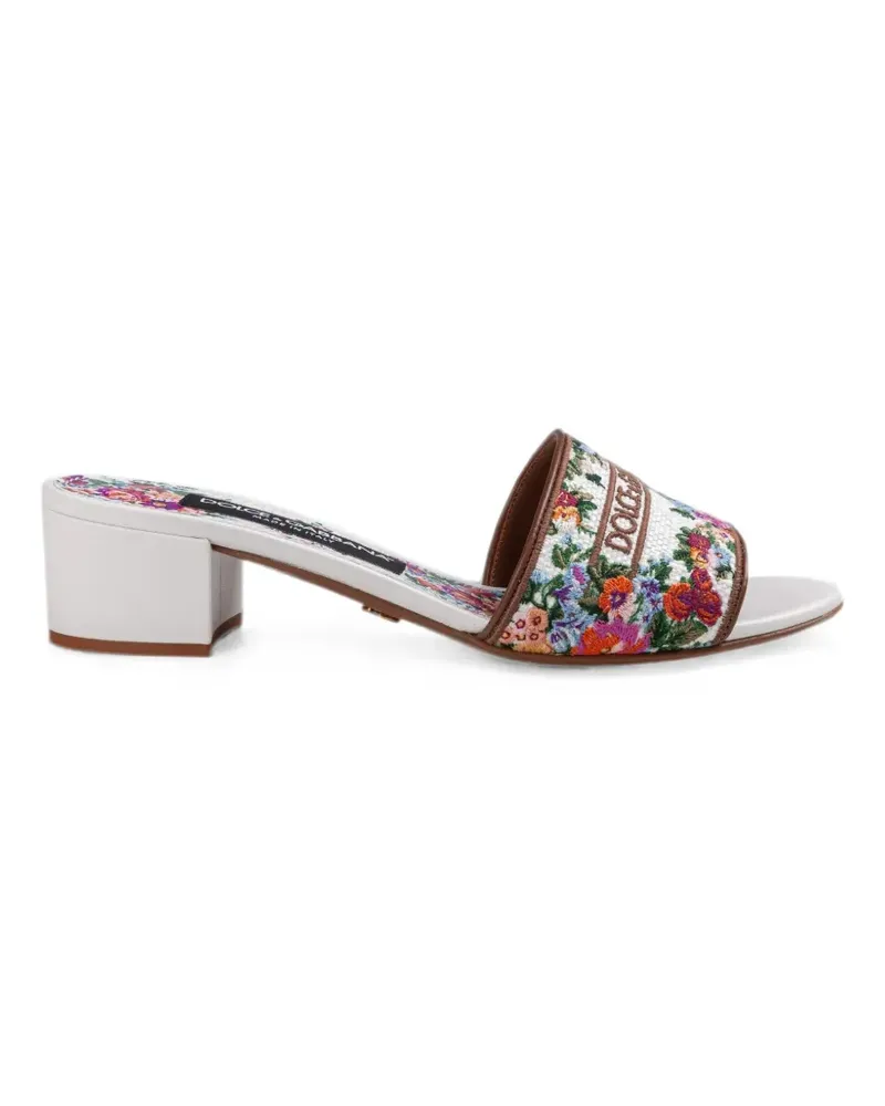 Dolce & Gabbana Mules mit Stickerei - Weiß Weiß