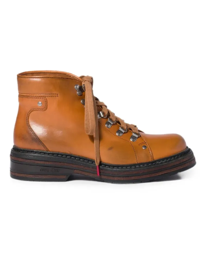 Miu Miu Stiefeletten aus Leder - Braun Braun