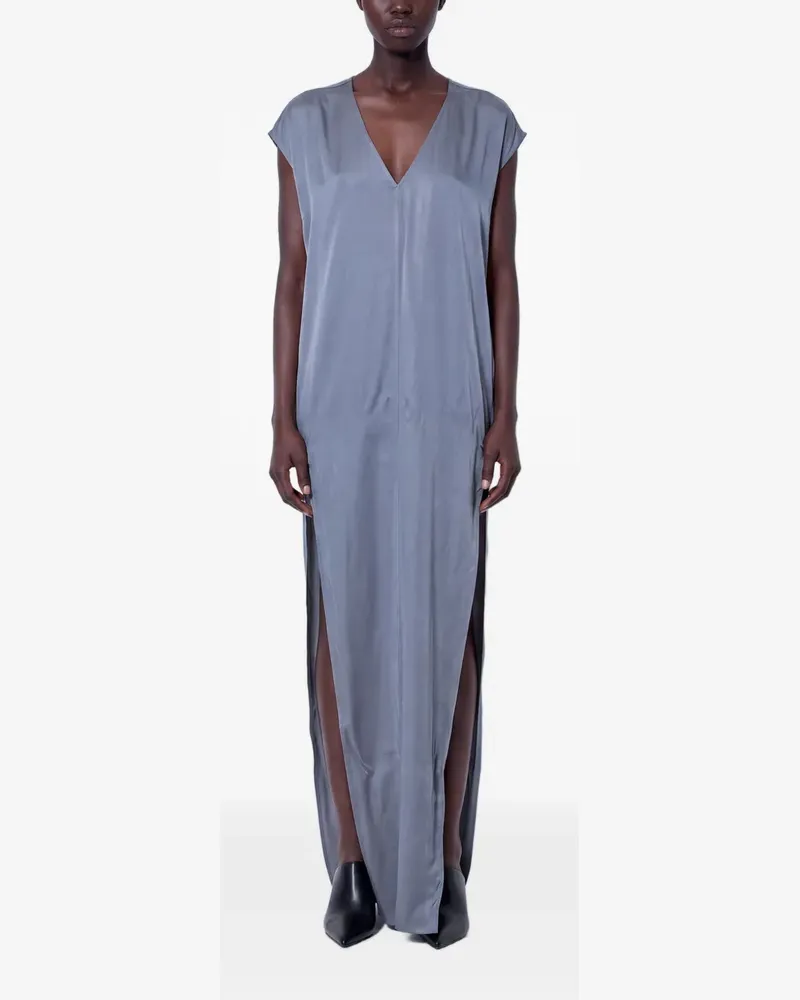 Rick Owens Arrowhead Maxikleid mit V-Ausschnitt und Seitenschlitz - Grau Grau