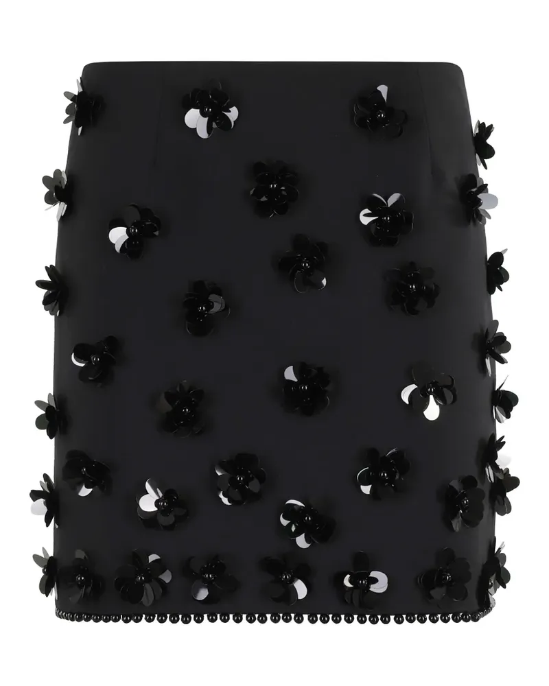 Semicouture Georgina Minirock mit Paillettenblumen - Schwarz Schwarz