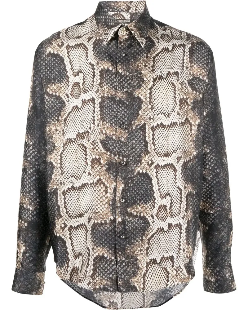 Roberto Cavalli Hemd mit Schlangen-Print - Schwarz Schwarz
