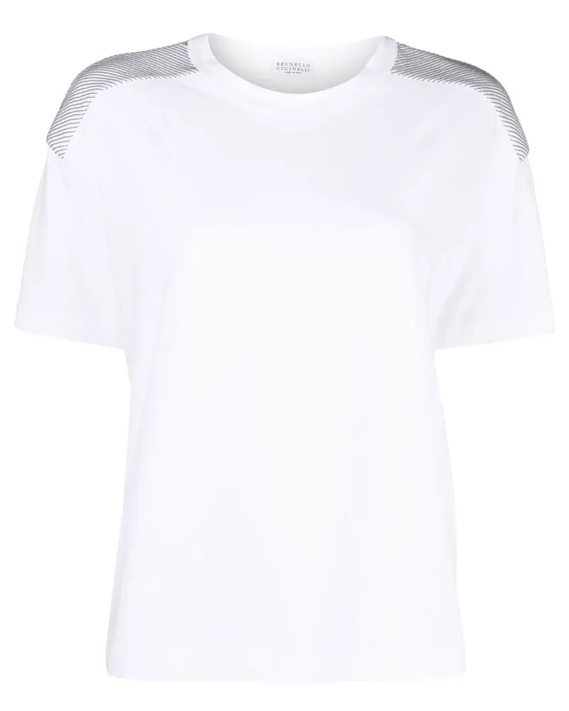 Brunello Cucinelli T-Shirt mit Perlen - Weiß Weiß