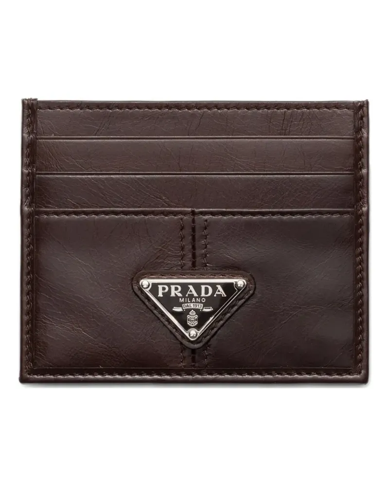 Prada Kartenetui mit Logo-Schild - Braun Braun