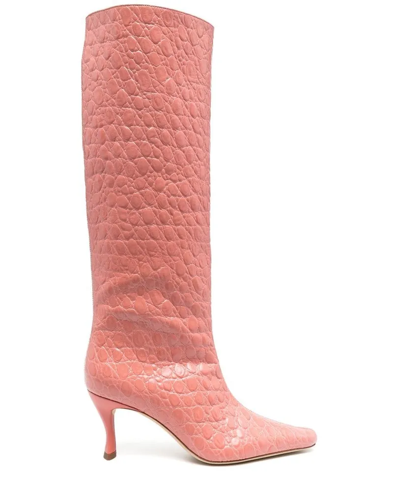 by FAR Spitze Stiefel mit Kroko-Optik Rosa