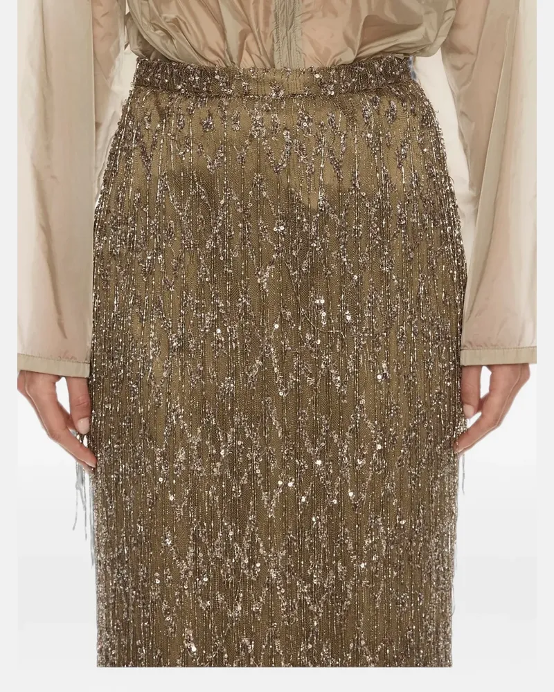 Christopher Esber Gilded Chevron lace maxi skirt - Nude Nude