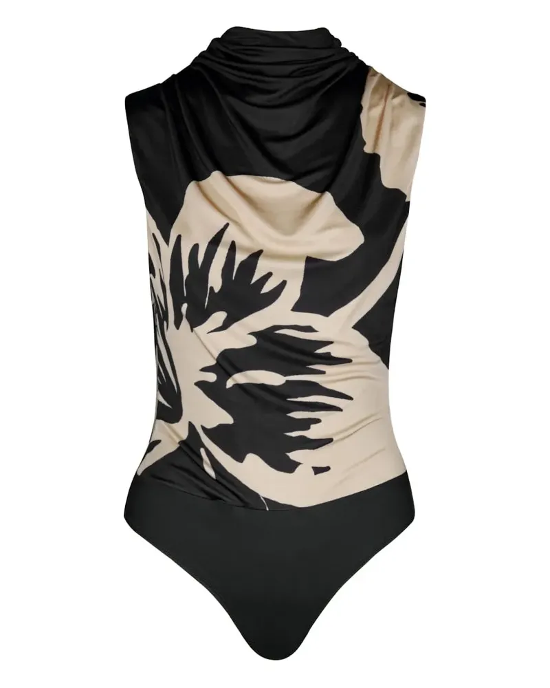 Johanna Ortiz Legendario Body mit Blumen - Schwarz Schwarz