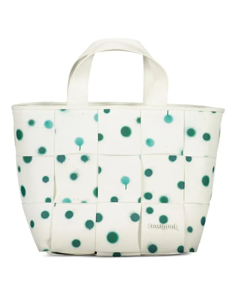 Desigual polka-dot pattern logo-appliqué tote bag - Weiß Weiß