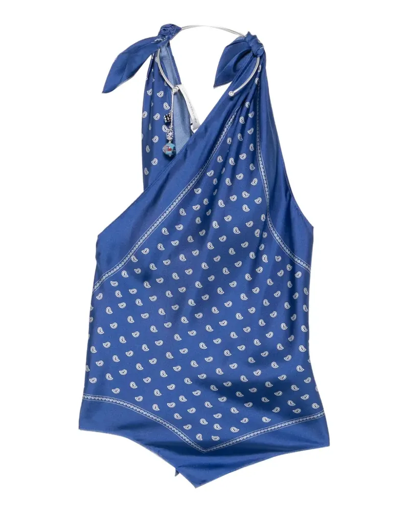 Christopher Esber bandana-print scarf-tie top - Blau Blau