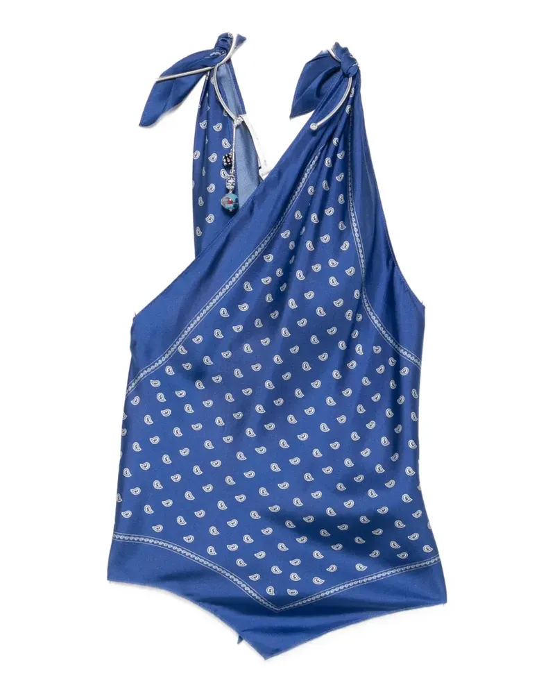 Christopher Esber bandana-print scarf-tie top - Blau Blau