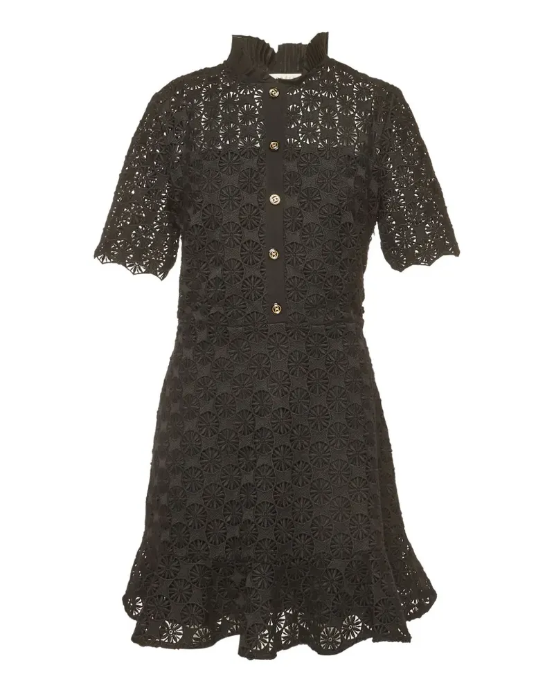 Sandro Plissiertes Minikleid mit Blumenspitze - Schwarz Schwarz