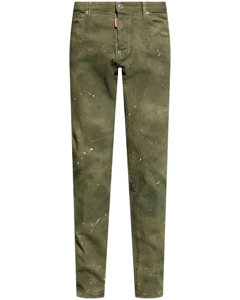 Dsquared2 Slim-Fit-Jeans mit Farbklecksen Grün