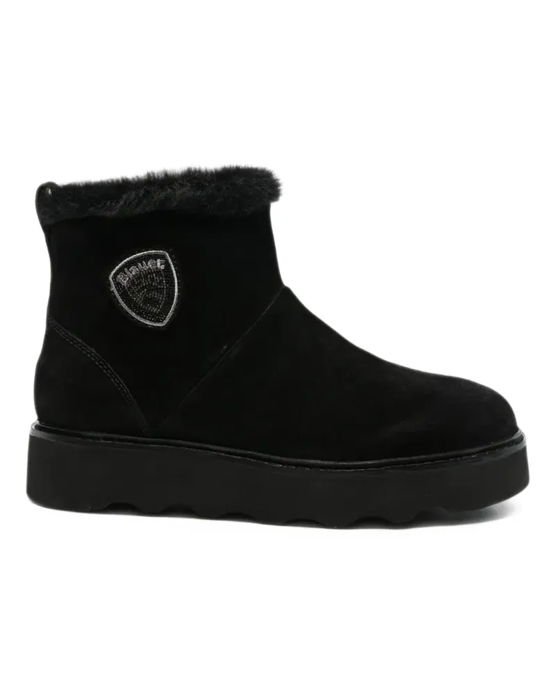 Blauer Kyle 01 faux-fur logo-patch ankle boots - Schwarz Schwarz