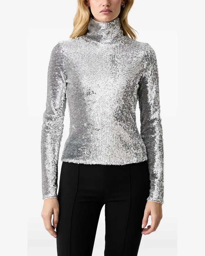 Patrizia Pepe sequin-embellished high-neck top - Silber Silber