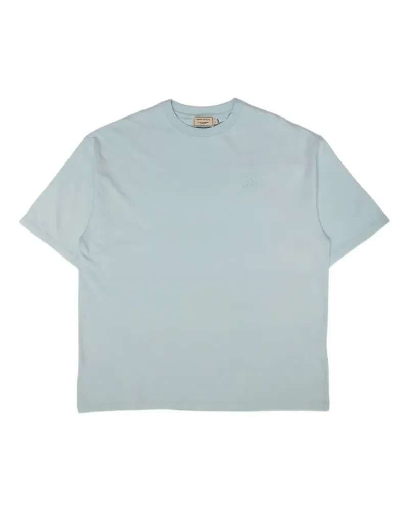 Kitsuné T-Shirt mit Logo-Stickerei - Blau Blau