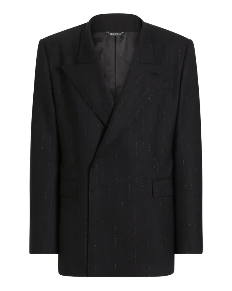 Dolce & Gabbana Doppelreihige Sicilia Wolljacke mit Nadelstreifen - Schwarz Schwarz