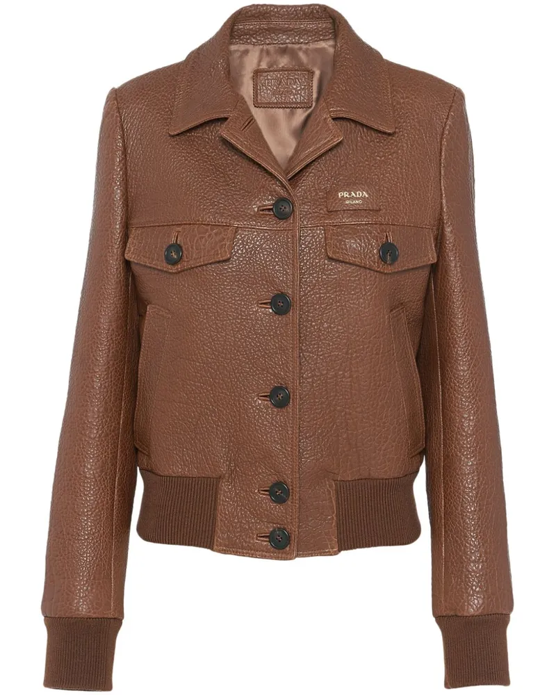 Prada Bikerjacke mit Prägung - Braun Braun