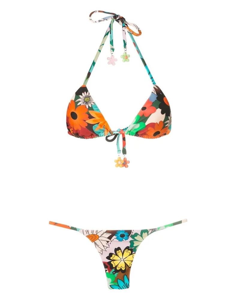 Amir Slama Neckholder-Bikini mit Blumen-Print - Mehrfarbig Mehrfarbig