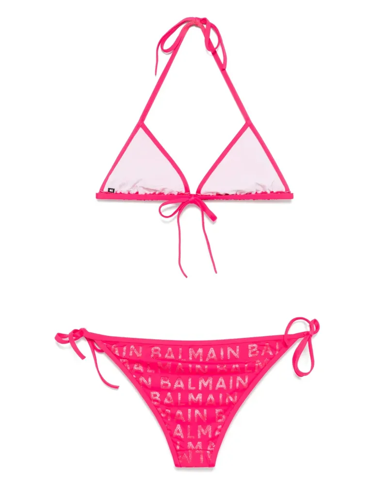 Balmain Bikini mit Logo-Print - Rosa Rosa